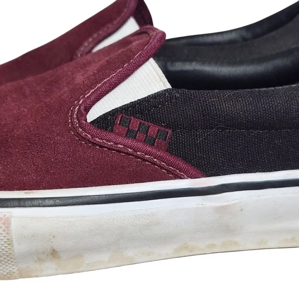 Vans Shoes Men's 7 Off The Wall PopCush Maroon Slip On Low Skateboarding Shoes